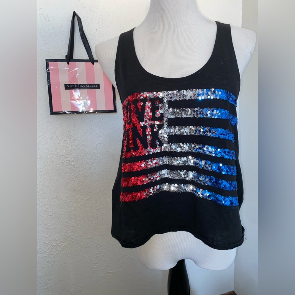 Victoria’s Secret PINK Sequin Bling Muscle Shirt XSMALL